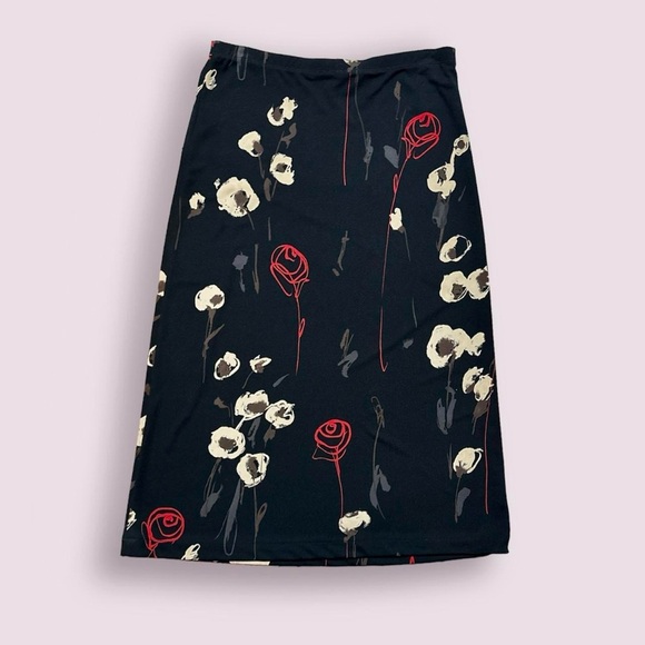 Vintage 90s BCBGMaxAzria Black Floral Maxi Skirt Women’s Size Large Spring Luxe - Picture 2 of 10